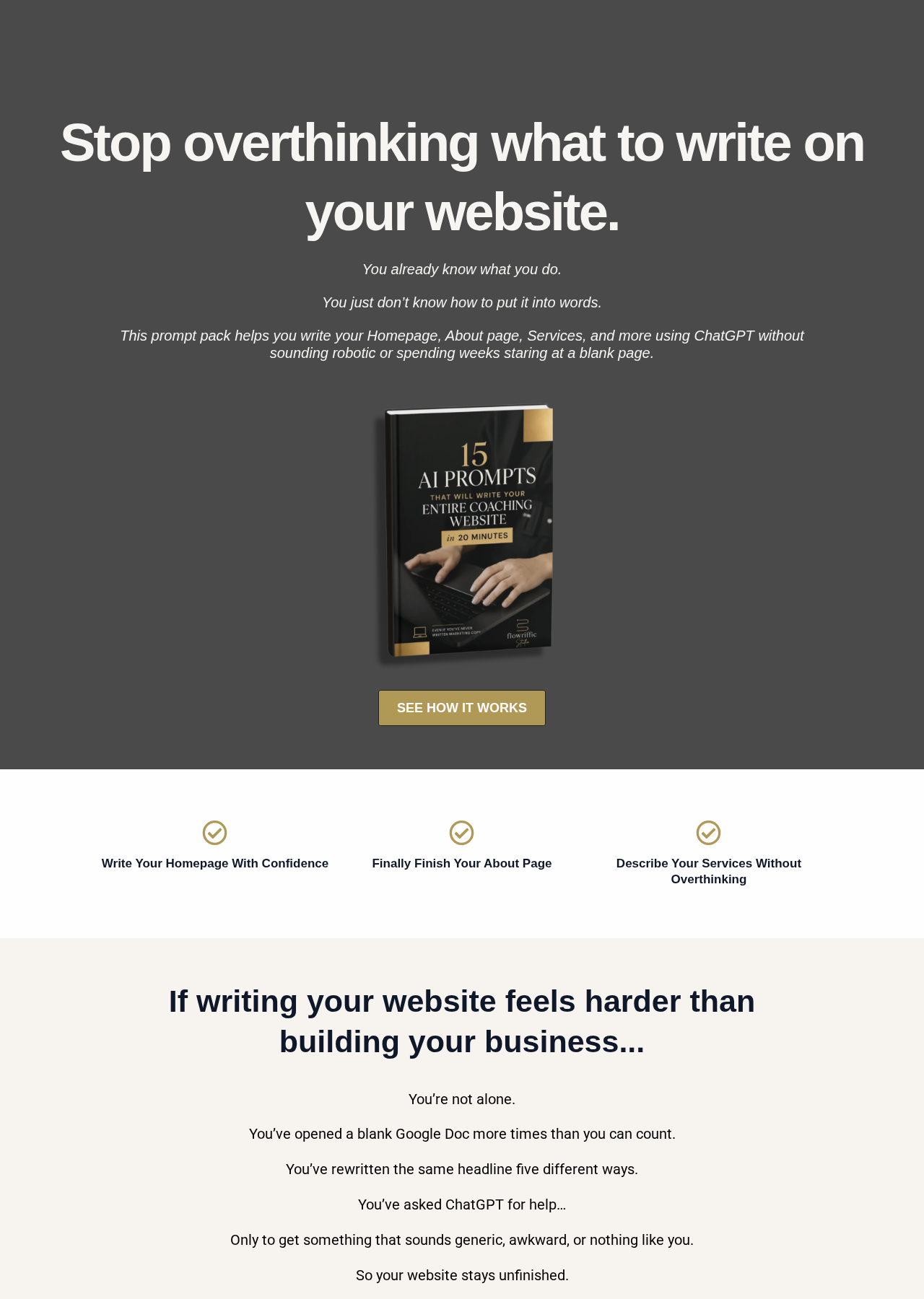 Screenshot of the Flowriffic AI Copy Prompts digital product landing page