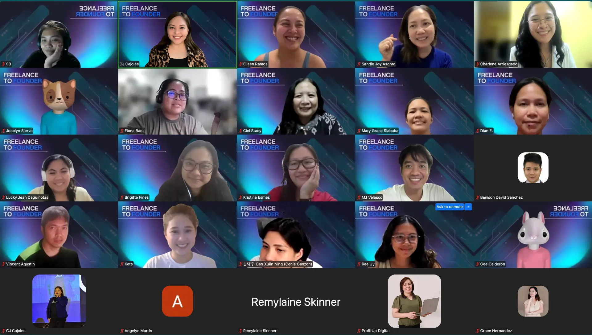 CJ's live online session with students and community members