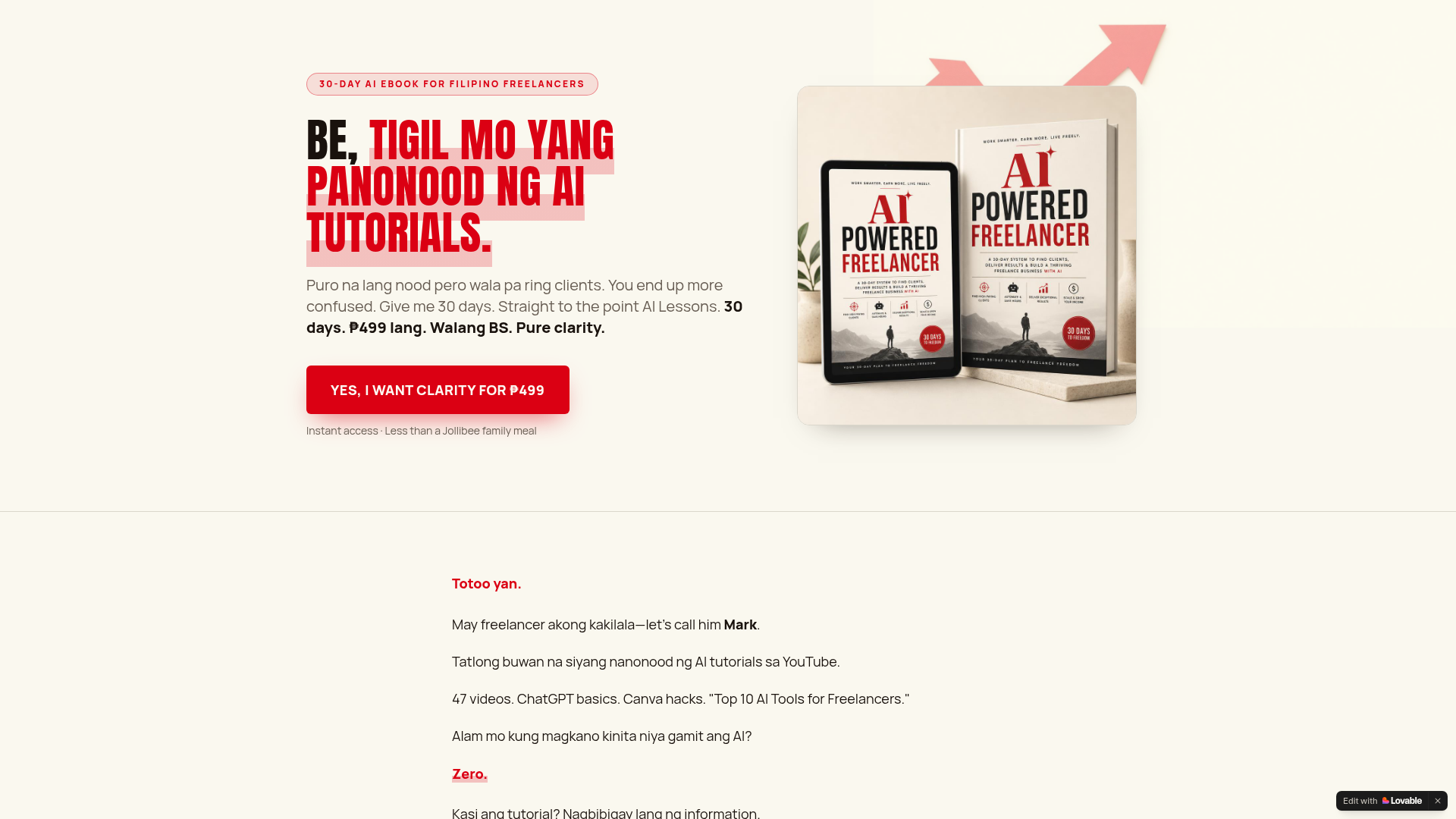 Preview of ai4freelancer.com — a live digital product example
