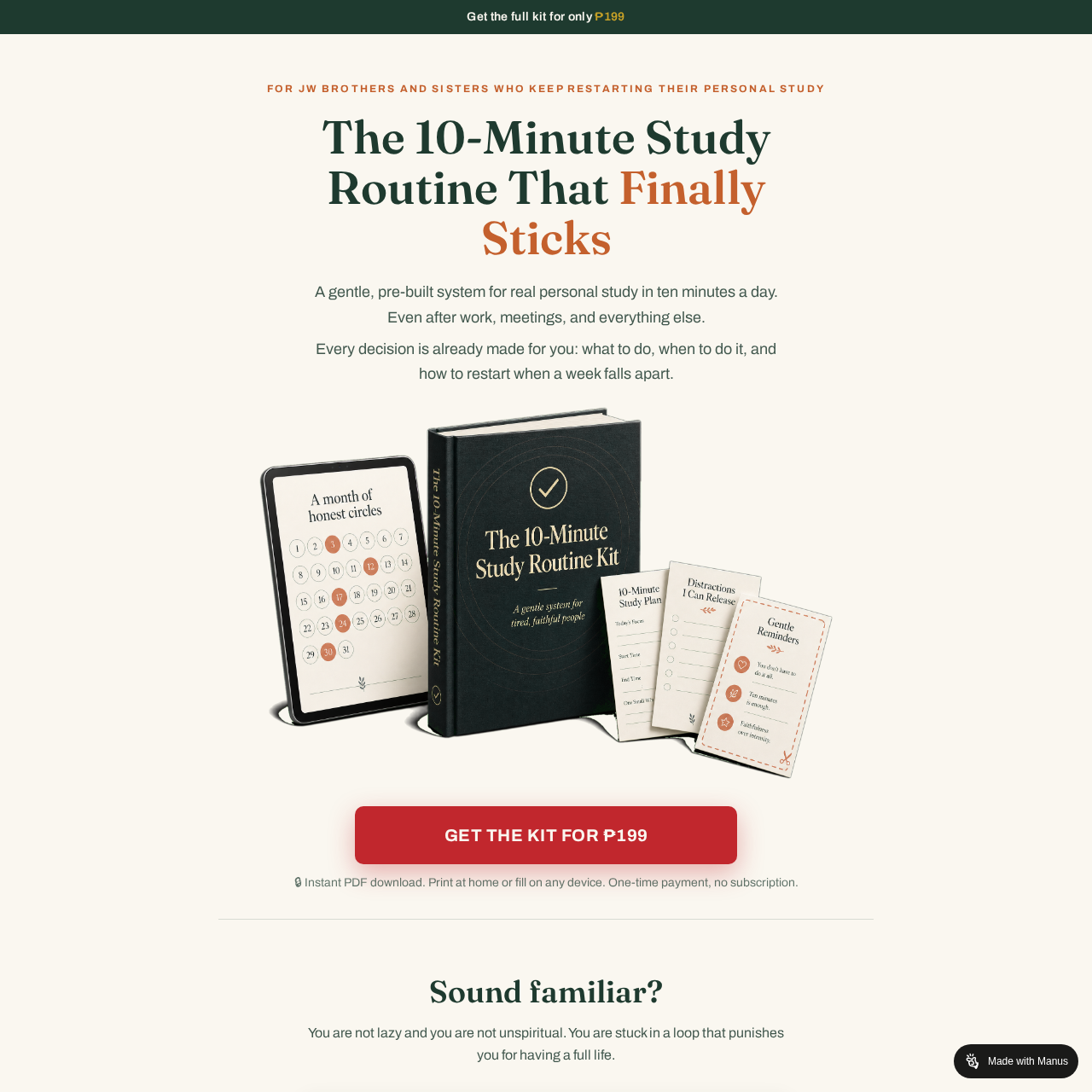 Screenshot of the JW Study Hub digital product landing page